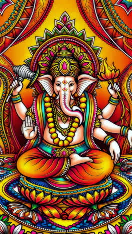 colorful ganesha deity art with intricate mandala patterns