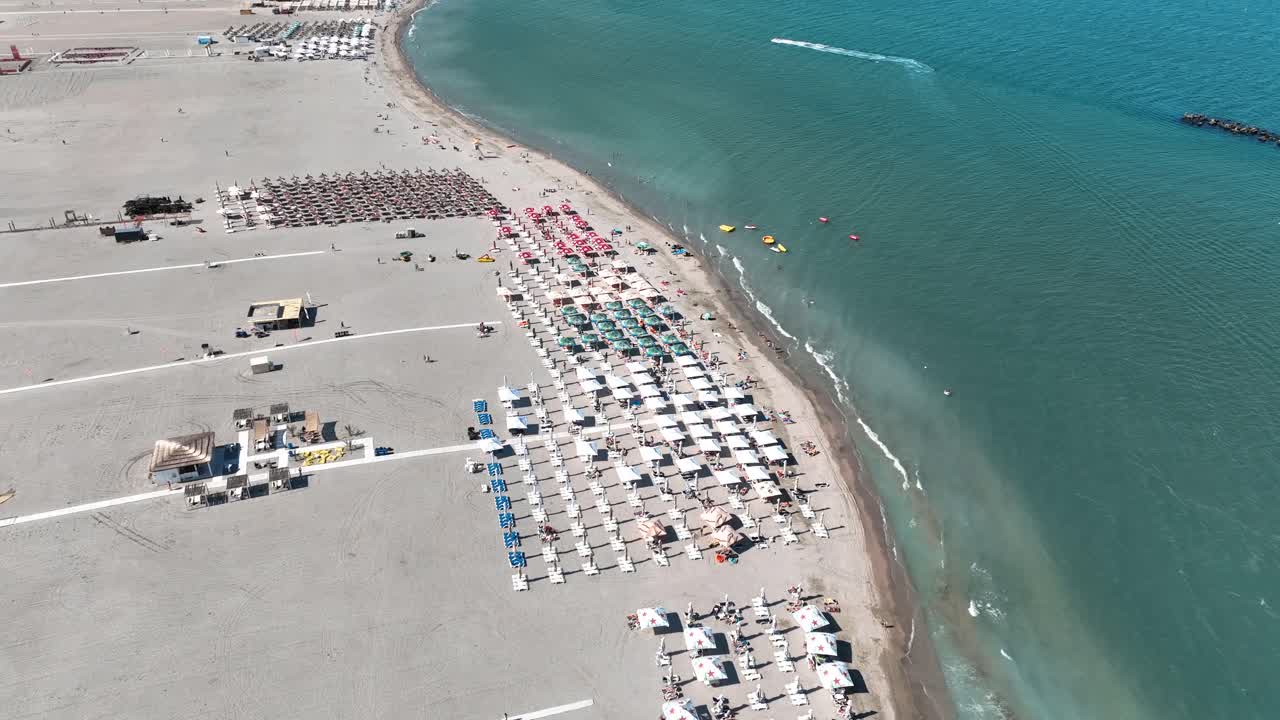 Aerial footage of Mamaia beach, Constanta, Romania