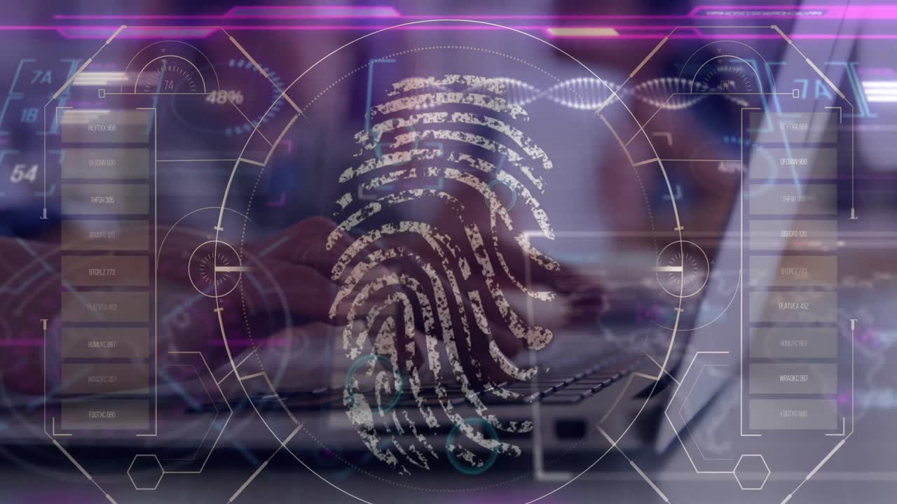 animación del procesamiento de datos con las manos utilizando una computadora portátil