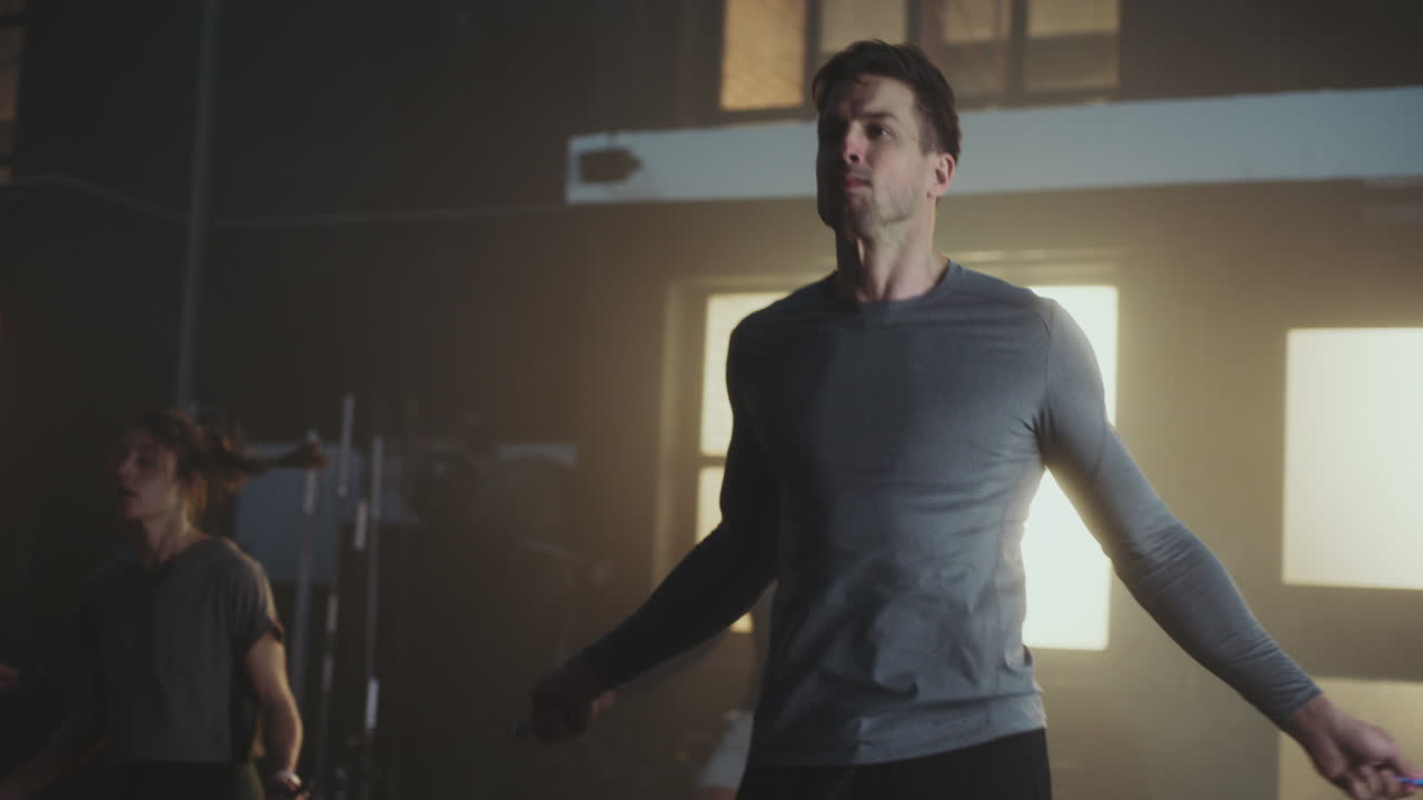 Group Jumping Rope Workout in Gym