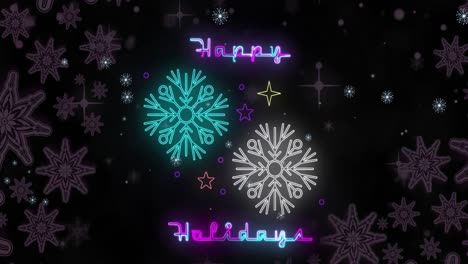 Animation-of-happy-holidays-text-over-snow-falling