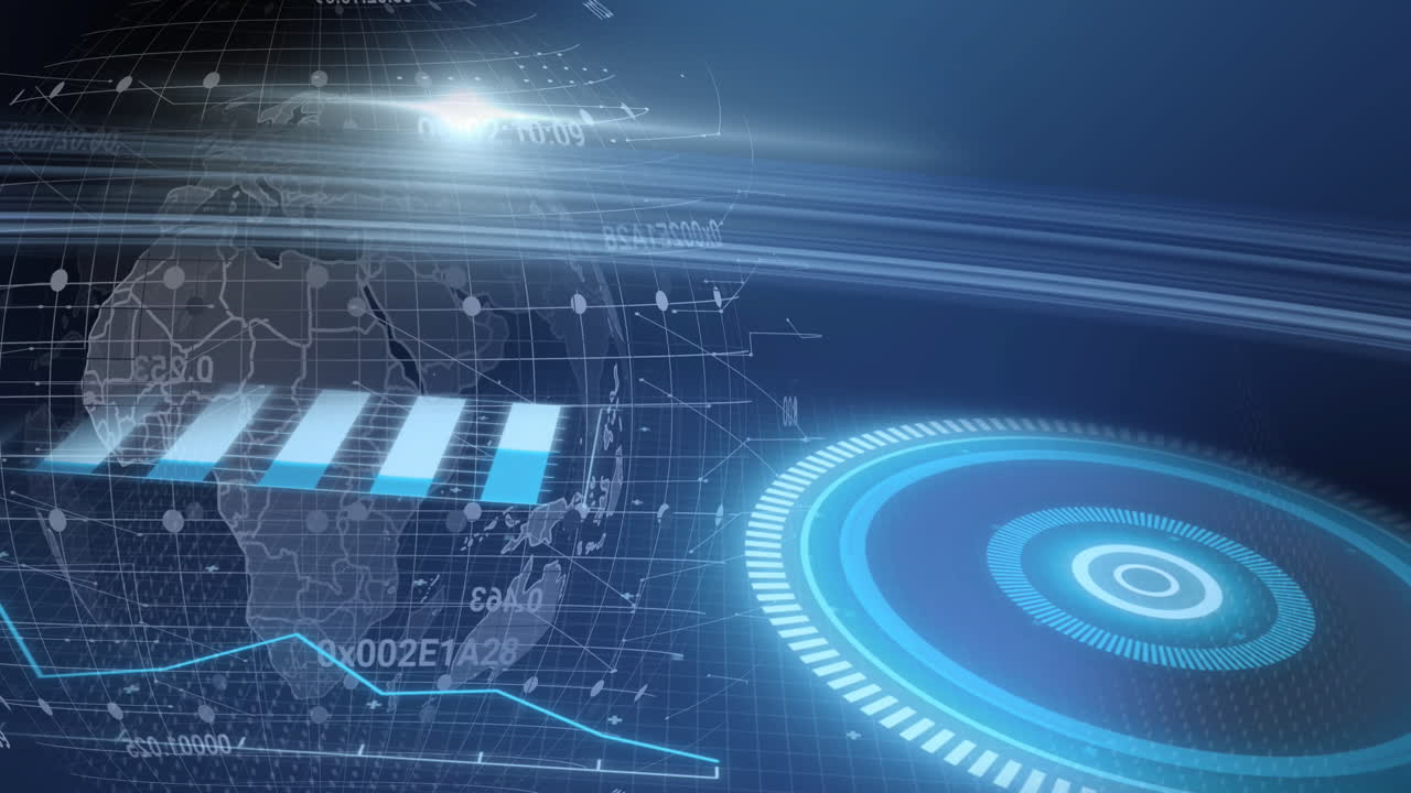 Animation of scope, data processing over globe