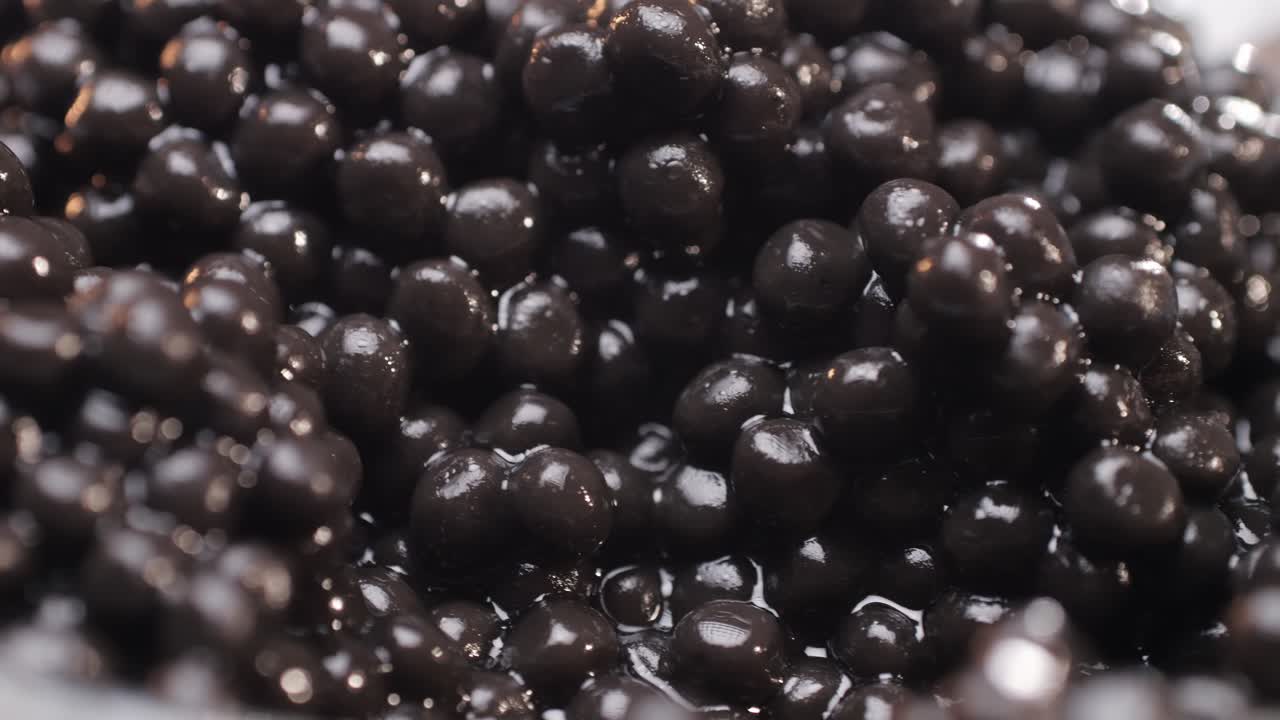 Close-up view of black caviar