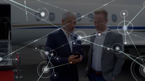 animación de la red de conexiones entre diversos empresarios en el aeropuerto