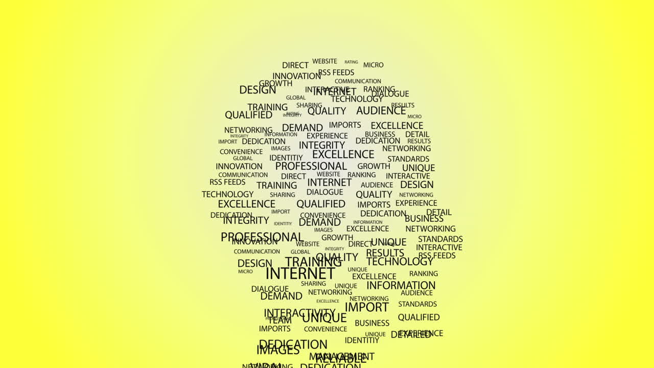 palabras de moda en forma de cabeza