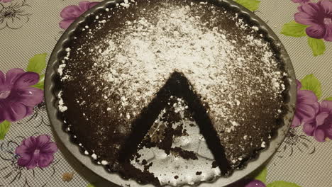 Push-in-close-up-shot-of-a-Sacher-torte-Austrian-Viennese-chocolate-cake-dessert