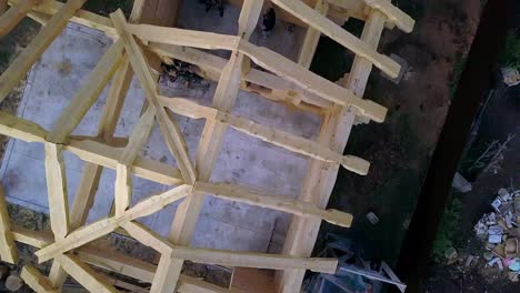 wooden house construction in progress