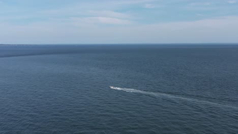 aerial chase of speedboat in the long island sound