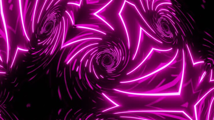VJ Loop Caleidoscópio Neon Roxo. Animação contínua