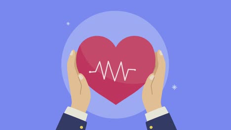 las manos levantando el corazón animación cardio