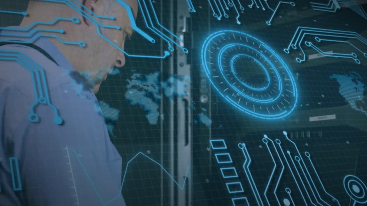 animación de fórmulas químicas y procesamiento de datos sobre el cerebro y las venas rotativas