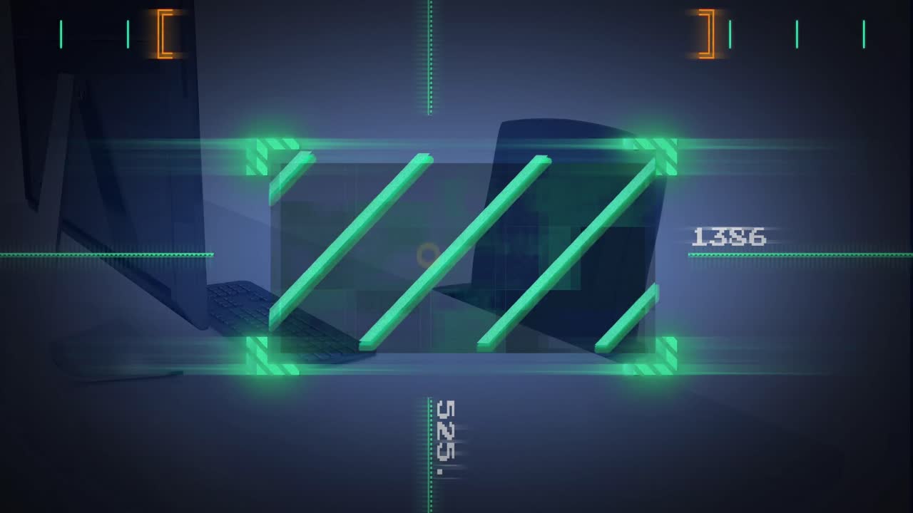 사무실에서 컴퓨터를 통해 데이터 처리의 애니메이션