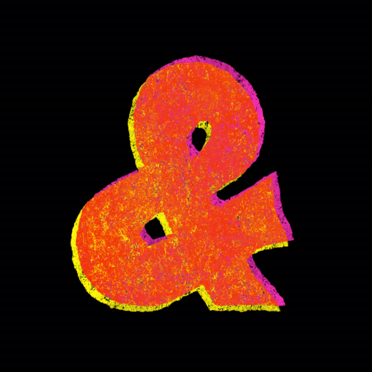 Vibrant Animated Ampersand Symbol with Chalk Texture