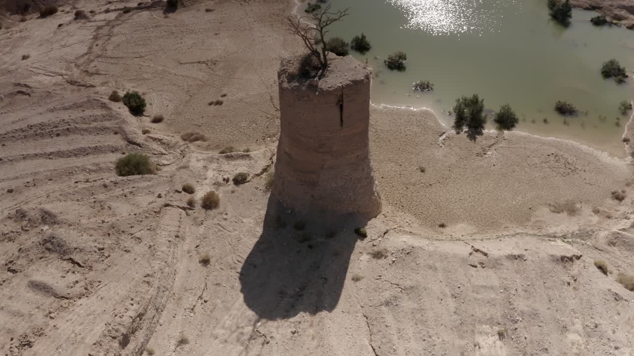 Ancient Tower in a Dried Lake Bed