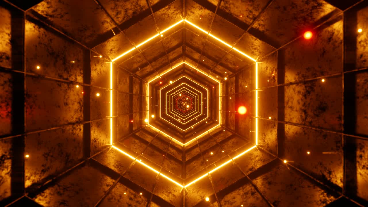 графика движения в бесперебойной петле полета в красный шестиугольный туннель