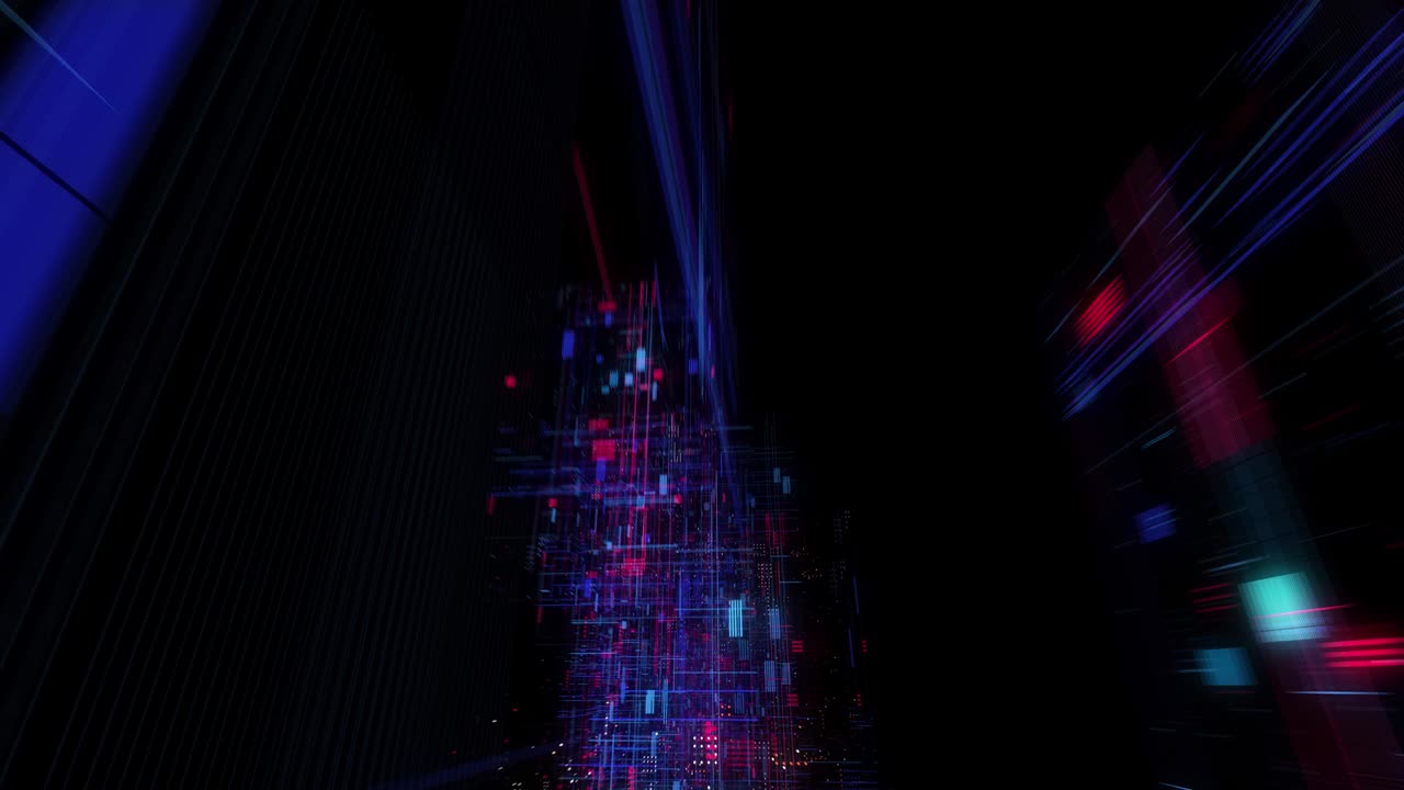 holograma abstracto 3d ciudad digital de grandes datos con matriz futurista.