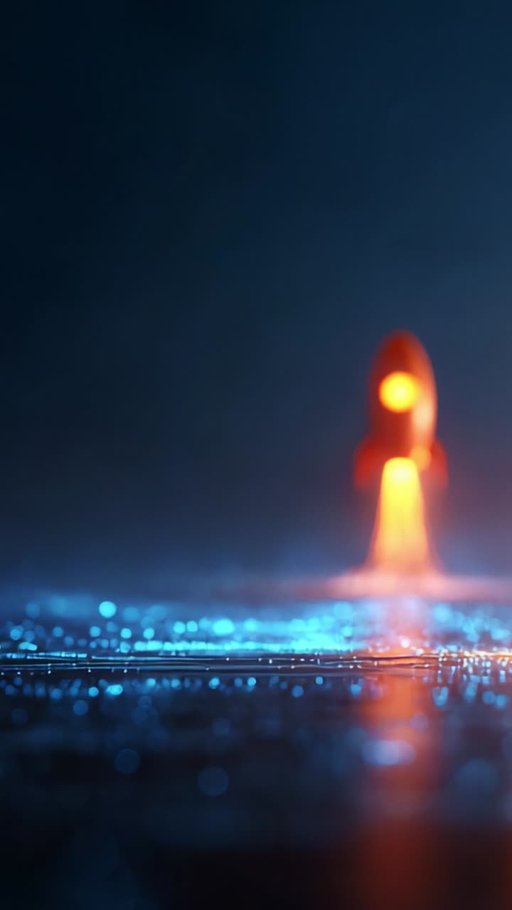 A stunning visual of two rockets launching amidst a backdrop of shimmering blue light, highlighting the excitement of space exploration and technological innovation