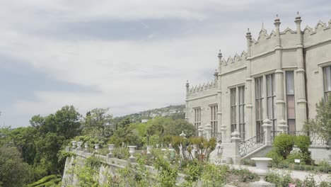 exterior of a palace with garden