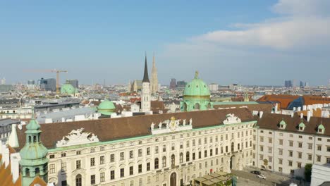 close up aerial view of beautiful architecture in vienna, austria