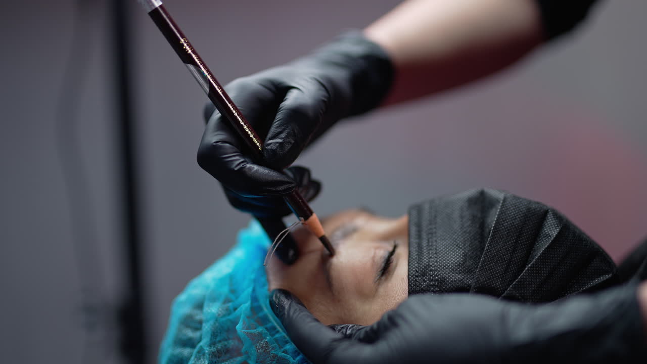 Permanent tattoo make up skincare treatment. Woman beauty making concept