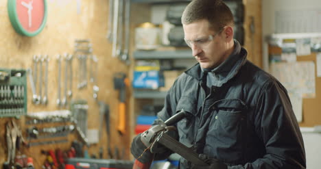 angle grinder cutting metal at workshop 1