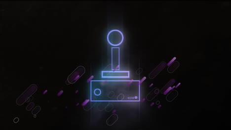 animación de formas púrpuras sobre un panel de juego de neón sobre fondo negro