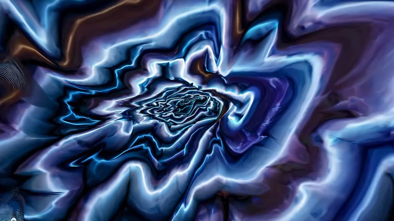 Abstract video featuring swirling, electric blue and purple patterns, creating a mesmerizing visual