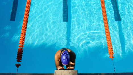 high angle view of female swimmer swimming inside pool 4k