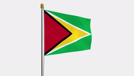 video de bucle de la bandera de guyana revoloteando en el viento, video en cámara lenta de 4k, con canal alfa