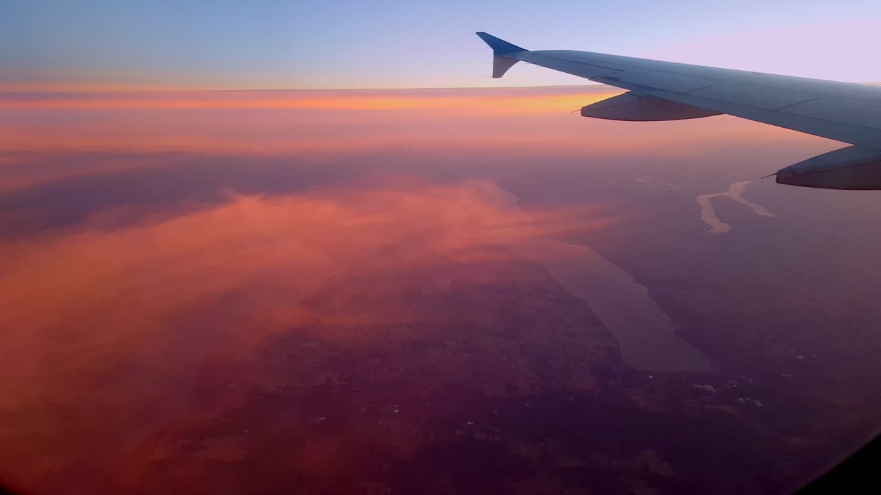 Sunset View from Airplane Window