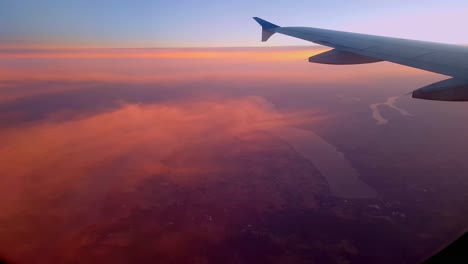 sunset view from airplane window