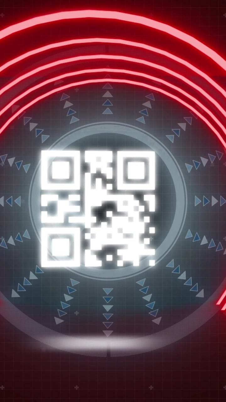 Animation of gr code and data processing on digital screen