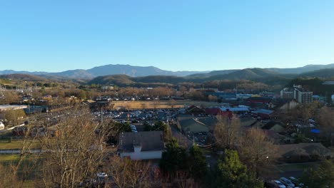 piegon forge, tn aerial shot tracking left.