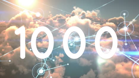 animation of numbers growing over clouds and sky