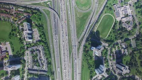 aerial drone view of toronto canada highway