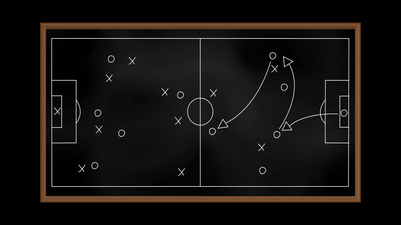 Animation of football game plan on blackboard