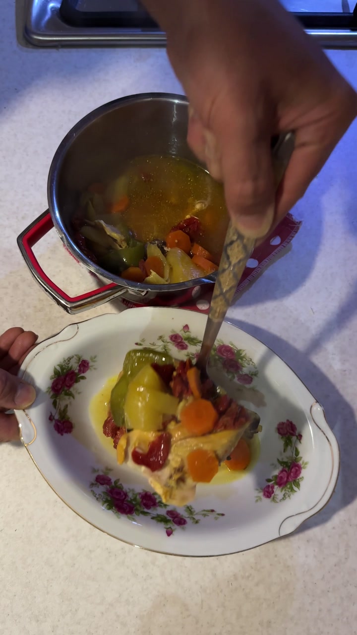 Serving chicken soup with delicious sauce side dish of vegetable homemade Persian food festive family dinner gathering gourmet cheerful kitchen tradition holiday sharing table in ceremony family party