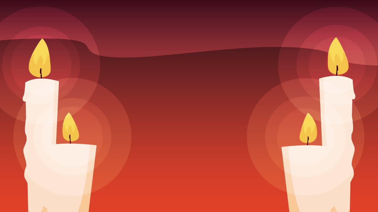 feliz animación de halloween con cuatro velas