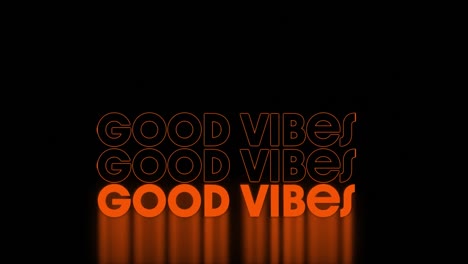 animation of good vibes text over orange and black background