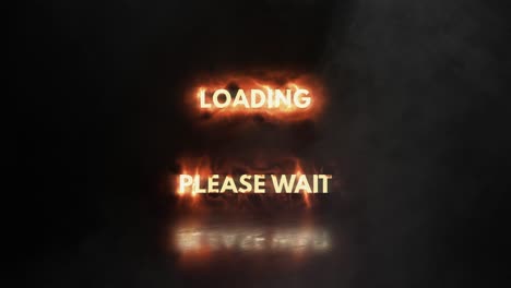 Fire-glowing-neon-loading-please-wait-progress-bar-icon-with-smoke-or-fog-effect