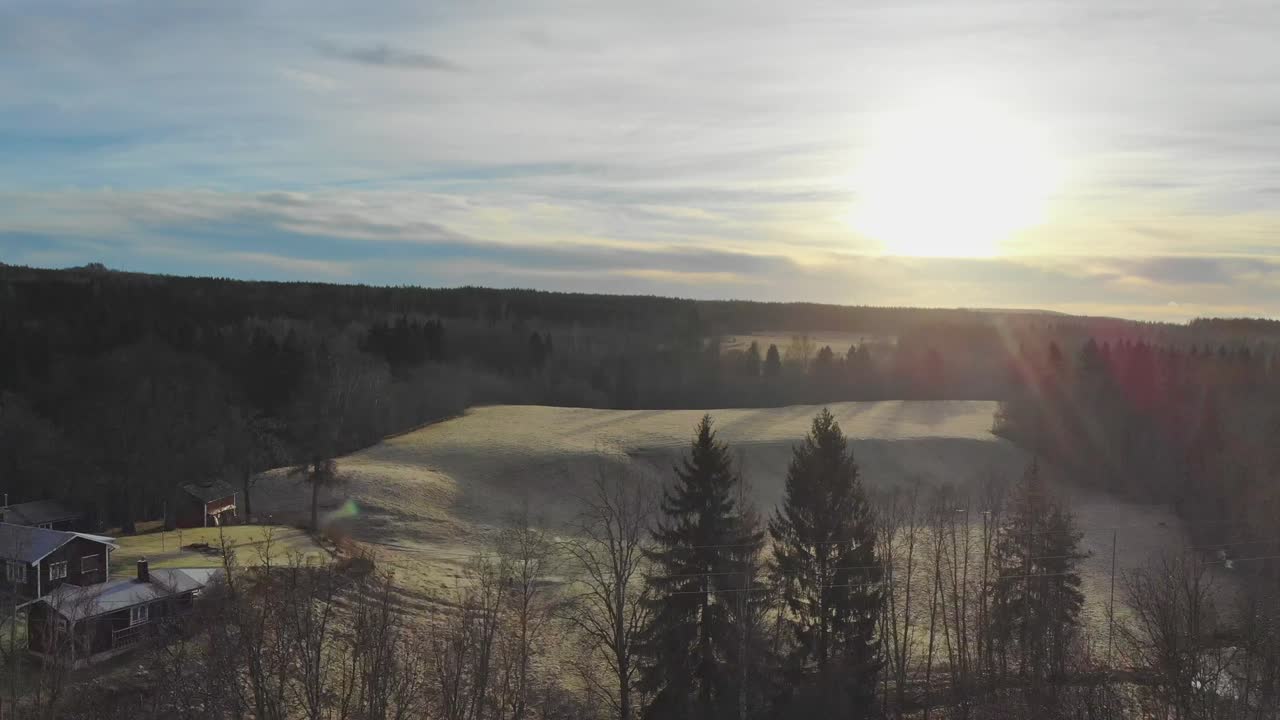 Drone Rising Over Trees View Over Field With Slope Free Stock Video ...