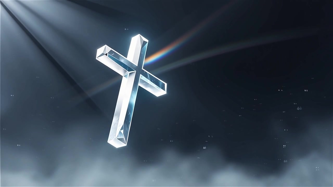 Croce Cristiana Luce Celestiale Sfondo per il Culto.
