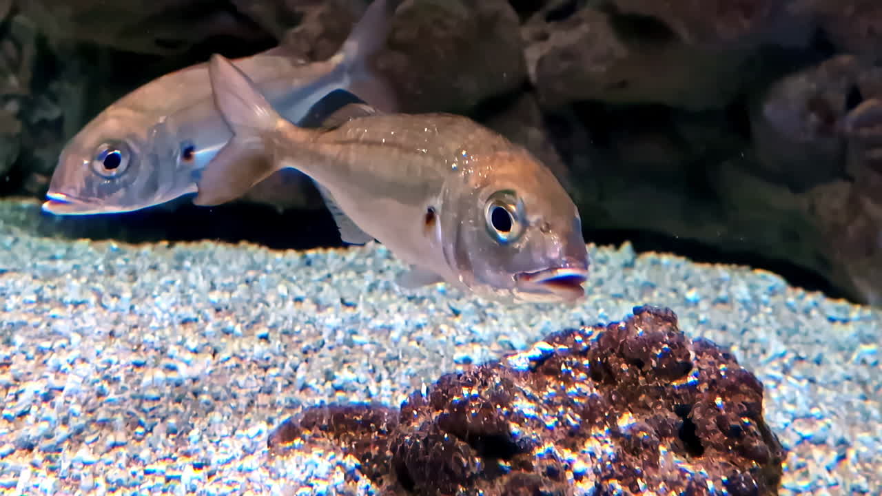 Two Fish Swimming in an Aquarium