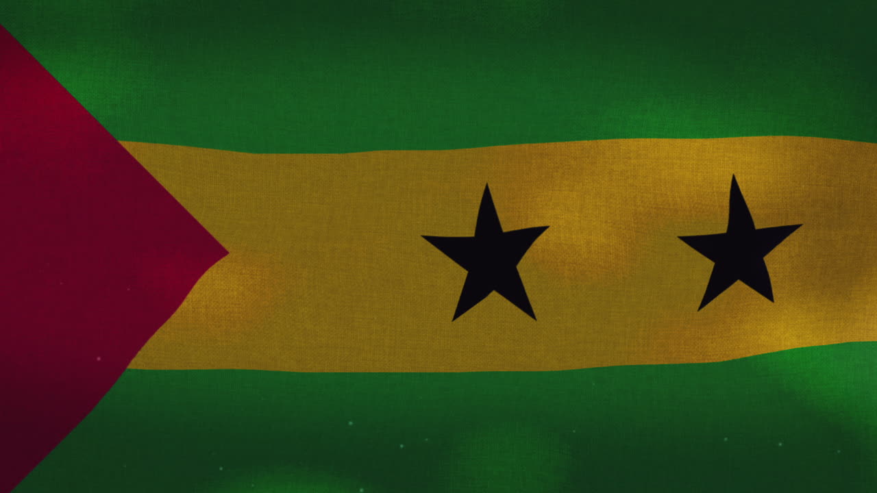 la bandera nacional de santo tomé y príncipe ondeando