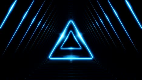 hermoso túnel triangular abstracto con líneas de luz azul que se mueven rápidamente. conjunto de varios elementos de video. fondo túnel futurista con luces de neón. concepto de arte de animación 3d en bucle.