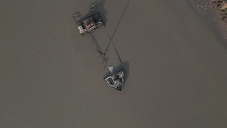 aerial top view of wwii frisco wreck, gironde, bordeaux, france