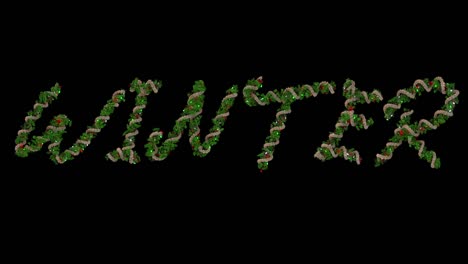 animated christmas wreath typeface letters forming the word winter