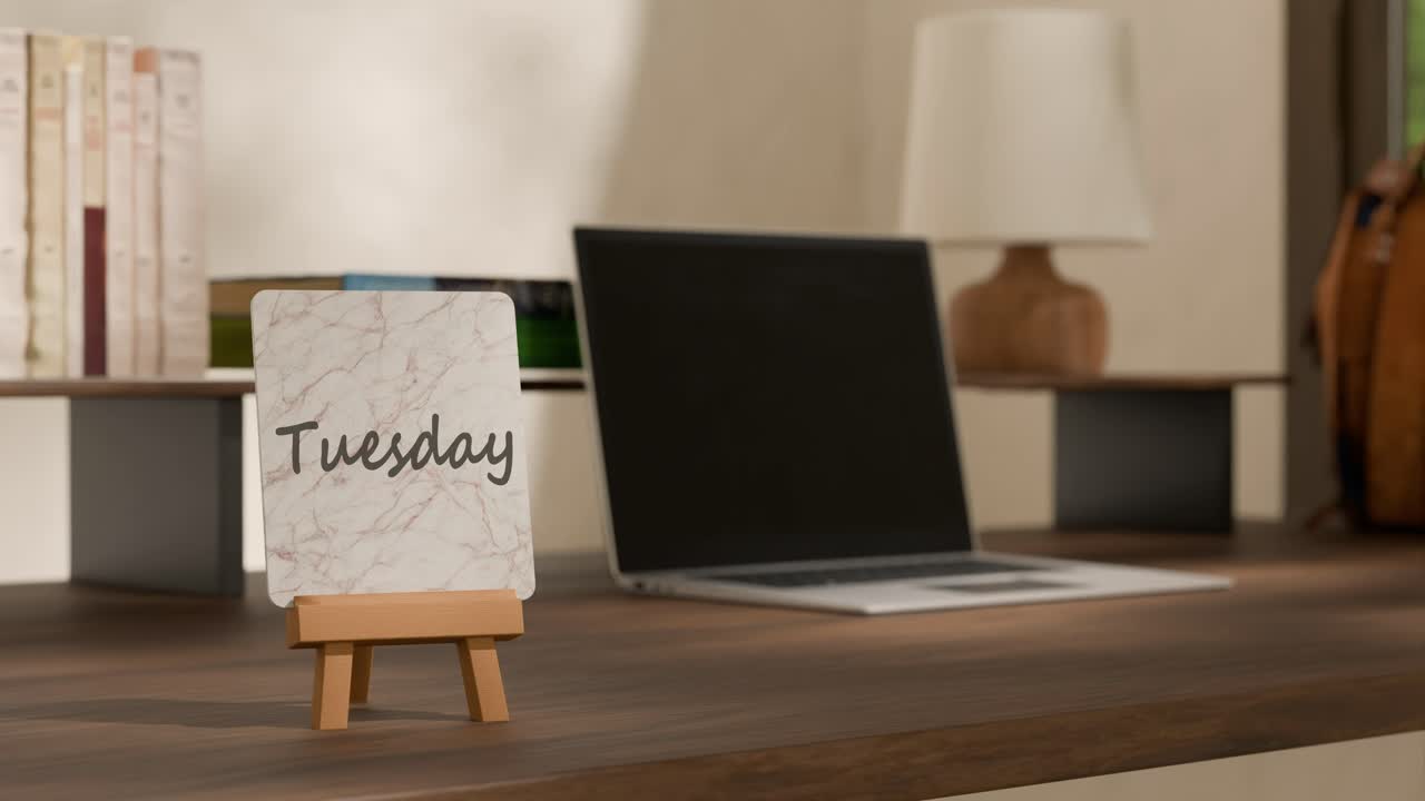 Calendar on work desk showing Tuesday