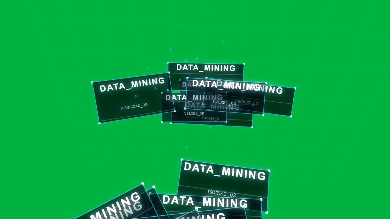 On upload DATA_MINING cluster cascading and splitting, showing data flow on transparent background