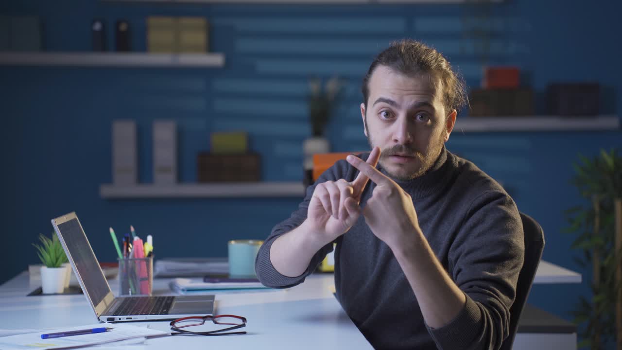 Elegant businessman gets angry and doesn't want to be disturbed.